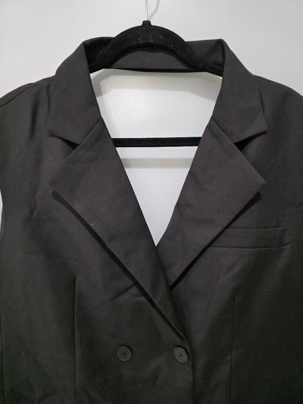 Black Sleeveless Blazer Dress – Double Breasted Formal Mini - Picture 2 of 9
